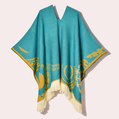 Poncho Denim Estilo Western con Flecos - Abrigo Cálido Unisex para Exteriores - Image 30