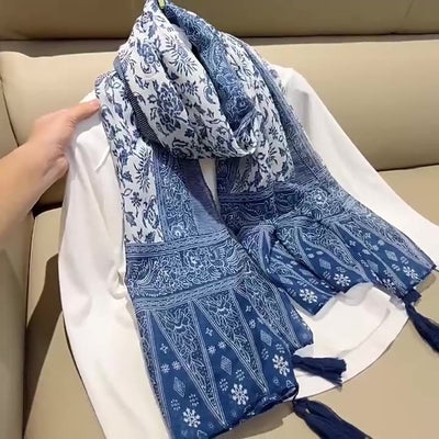 Foulard Étnico Estampado Cachemira Protección Solar Velo Ligero - Image 9