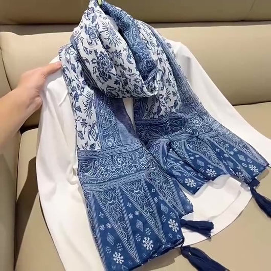 Foulard Étnico Estampado Cachemira Protección Solar Velo Ligero - Image 9