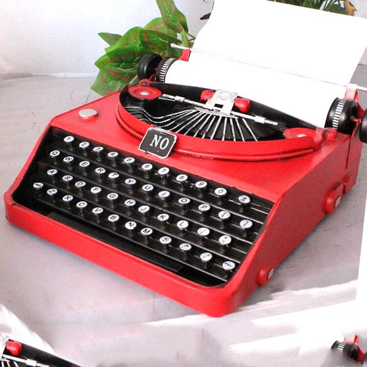 Colección de Modelos Decorativos Vintage en Hierro: Máquina de Escribir, Guitarra, Autobús y Auto Clásico