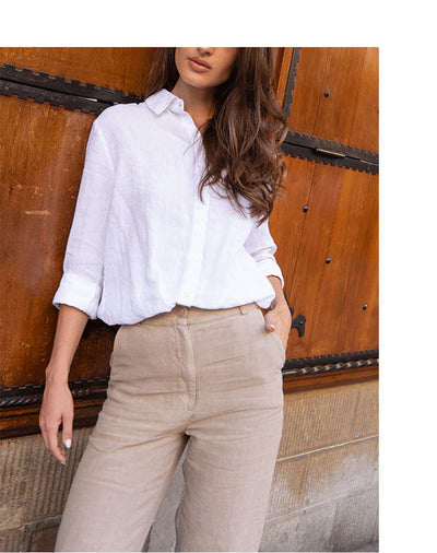 Cardigan Slim Fit de Lino y Algodón - Blusa Casual Elegante para Mujer - Image 20
