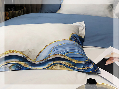 Juego de Cama Algodón Estampado Diseño Abstracto de 4 Piezas - Image 3
