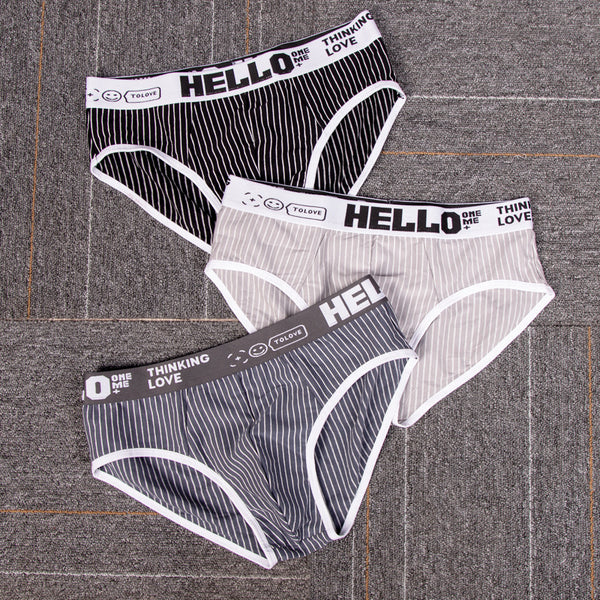 Calzoncillos Tipo Slip Rayas Algodón Hombre Cintura Baja Transpirables