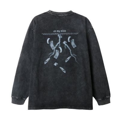 Playera Manga Larga Estampada Money First para Hombre - Image 2