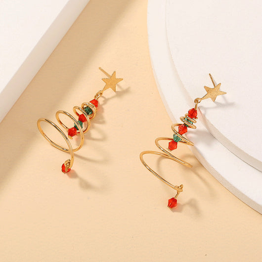 Aretes Navideños Espiral Árbol de Navidad con Estrella - Image 7
