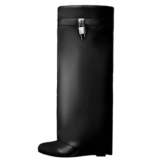 Botas Cuña Metalizado Talla Grande Mujer Hasta la Rodilla - Image 2
