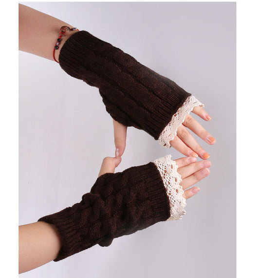 Guantes Tejidos Largos Calefactores con Encaje y Dedos Libres - Image 17