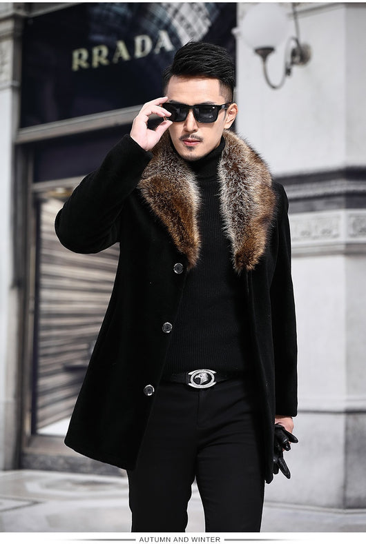 Abrigo para Hombre con Cuello de Lana y Borde de Piel Sintética - Image 10