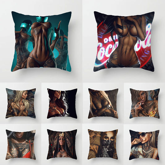 Funda de Almohada Sofá Estilo Europeo Americano Piel de Melocotón