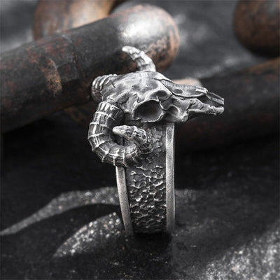 Anillo de Calavera Carnero Punk en Acero Inoxidable - Image 8