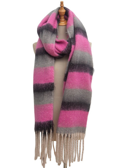 Bufanda Gruesa de Rayas con Flecos para Hombre y Mujer - Image 13