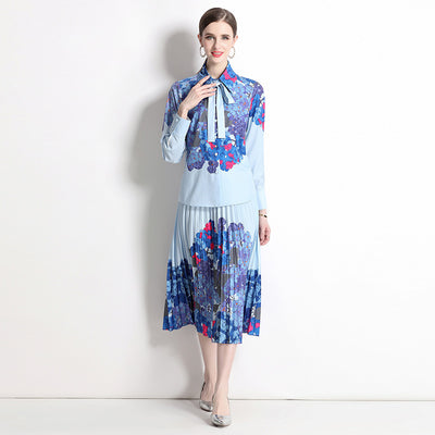 Conjunto Elegante: Blusa con Lazo y Falda Plisada - Image 4