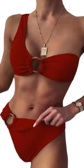 Bikini Dos Piezas con Abertura Lateral Sexy para Playa - Image 5