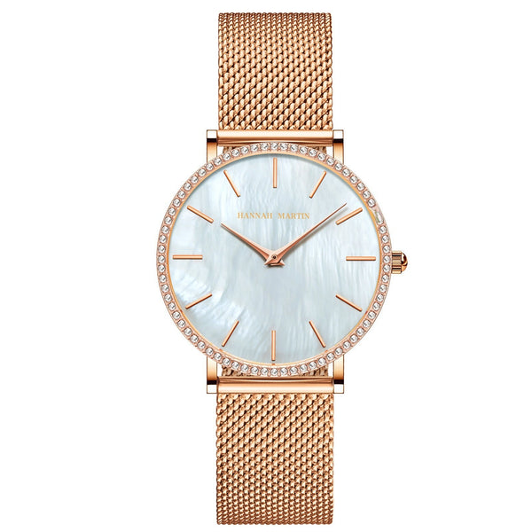 Reloj de Cuarzo para Mujer con Caja de Acero Inoxidable y Esfera de Diamantes