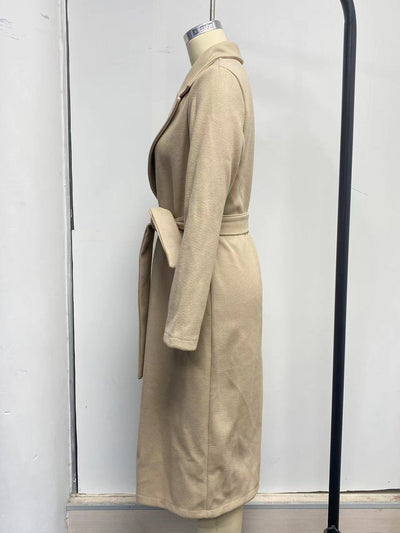 Abrigo de Lana para Mujer Cuello Polo Manga Larga Color Sólido Otoño Invierno - Image 23