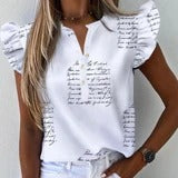 Blusa Estampada de Piña con Volantes en Mangas Cortas para Mujer - Image 7