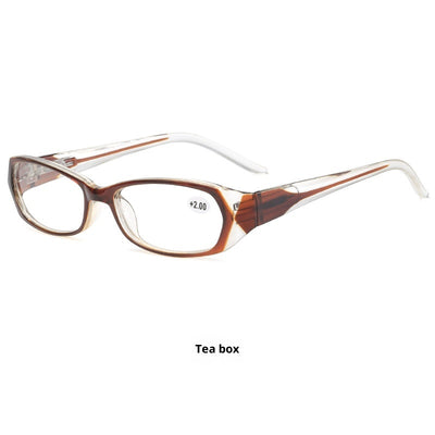 Red and clear retro full-frame reading glasses with blue light blocking lenses and a +2.00 prescription. - Image 4