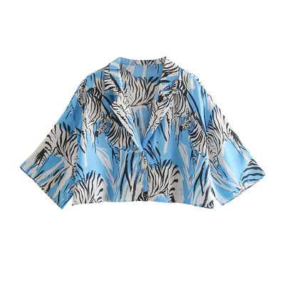 Blusa Estampada de Moda Europea y Americana para Mujer - Manga Corta de Verano - Image 4
