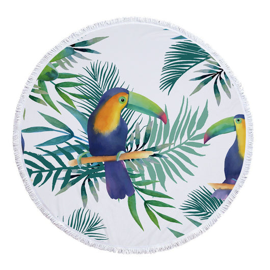 Toalla Redonda de Microfibra con Estampado de Hojas Tropicales - Image 10