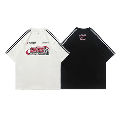 Playera Retro de Carreras con Estampado Desgastado - Unisex para Pareja - Image 4