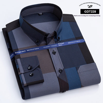 Camisa Casual Antimanchas para Hombre Maduro - Patrón Cuadros Bronce sin Planchado - Image 16