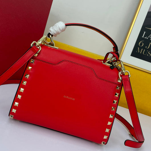 Bolso de Cuero Genuino con Remaches y Correa Cruzada - Image 18