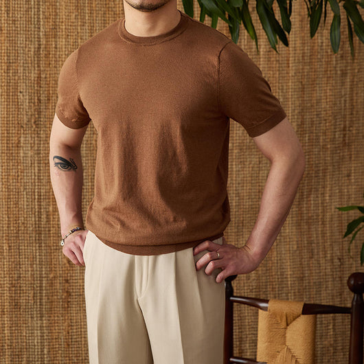 Camiseta Hombre Verano Tencel Algodón Cuello Redondo Manga Corta - Image 13