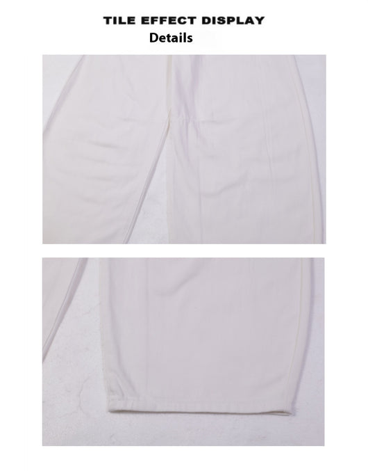 Pantalón Blanco Ancho de Pierna Recta Casual y Suelto - Image 12