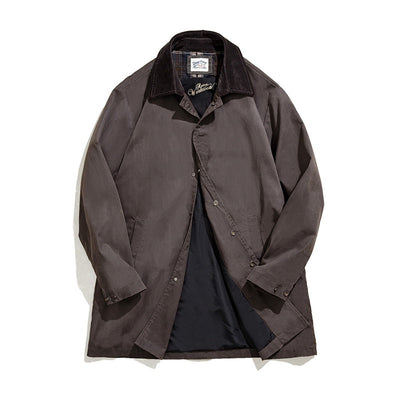 Abrigo Impermeable de Lana Encerada Estilo Británico Marrón - Gabardina Retro para Hombre - Image 5
