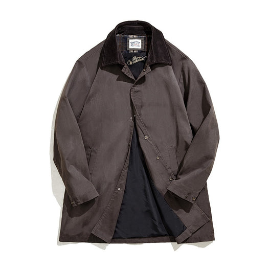 Abrigo Impermeable de Lana Encerada Estilo Británico Marrón - Gabardina Retro para Hombre - Image 5
