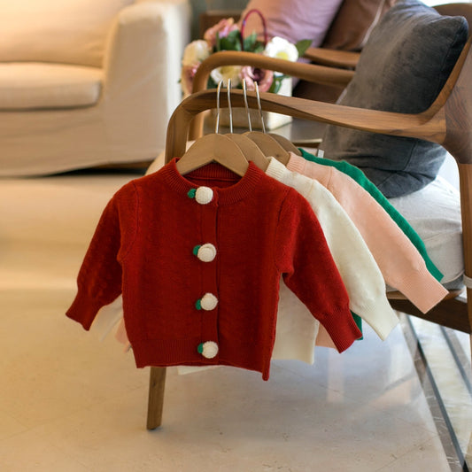 Cardigan Escolar de Cuello Redondo para Niñas - Colores Lisos