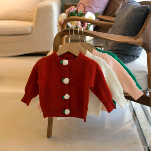 Cardigan Escolar de Cuello Redondo para Niñas - Colores Lisos
