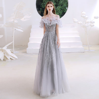 Vestido Elegante de Hombro Descubierto para Dama
