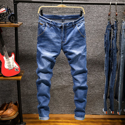 Pantalón Denim Slim Fit Clásico de Color Sólido para Hombre - Image 4