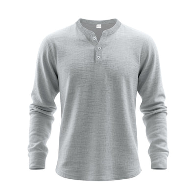 Camisa Henley Holgada de Manga Larga para Hombre - Image 11