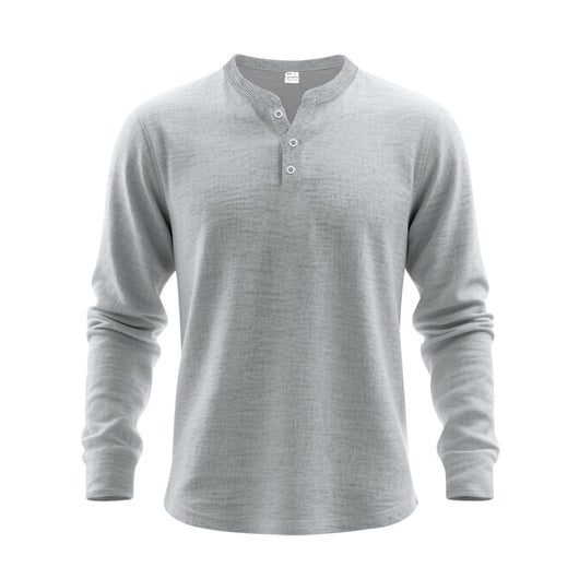 Camisa Henley Holgada de Manga Larga para Hombre - Image 11