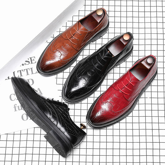Zapatos de Cuero para Hombre con Punta Afilada y Caña Media