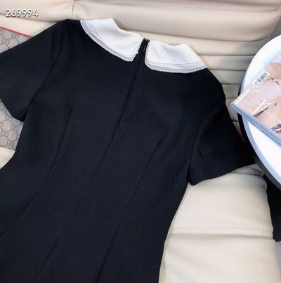 Vestido A-Línea con Cuello de Solapa Contrastado y Detalle de Moño - Image 8