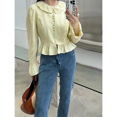 Blusa Coreana de Manga Larga con Cuello Volante - Diseño Rejuvenecedor - Image 10