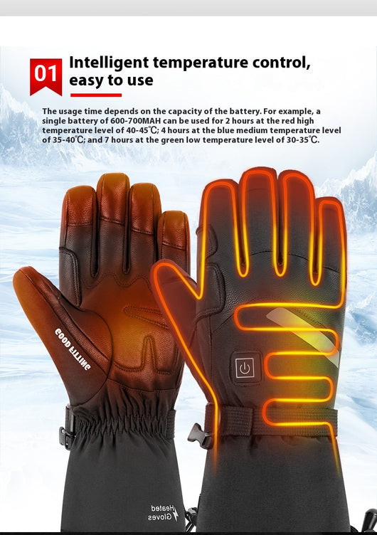 Guantes Térmicos Eléctricos de Piel de Oveja con Pantalla Táctil para Motocicleta - Image 16