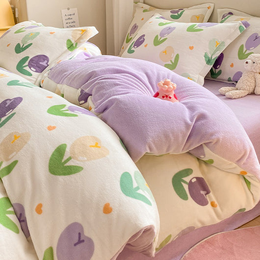 Juego de Cama Invierno Franela Coral 4 Piezas - Funda Nórdica y Sábanas Gruesas - Image 24