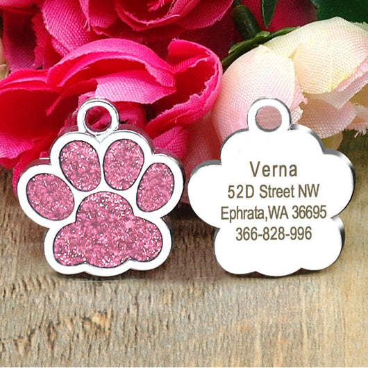 Placa de identificación personalizada para perro con brillo y forma de pata en aleación de zinc - Image 12