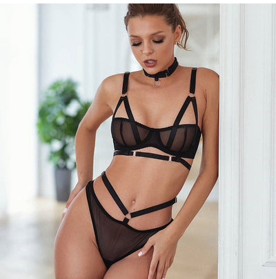 Ropa Íntima Femenina de Encaje con Diseño Abierto