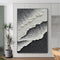 Cuadro Abstracto Olas del Mar 3D - Arte Moderno en Lienzo Pintado a Mano Estilo Minimalista Blanco y Negro