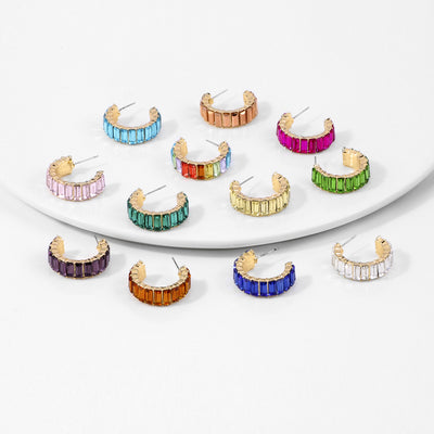 Aretes en Forma de C con Cristales Multicolores - Image 7