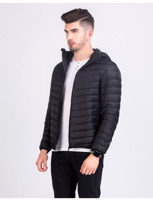 Chaqueta de Plumas Ligera para Hombre con Capucha Estilo Coreano - Image 18