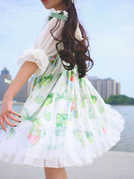 Jumpsuit Lolita Estampado Verde Menta con Tirantes - Image 6