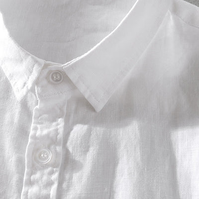 Camisa de Lino Puro Manga Corta Transpirable para Hombre - Image 3