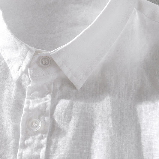 Camisa de Lino Puro Manga Corta Transpirable para Hombre - Image 3
