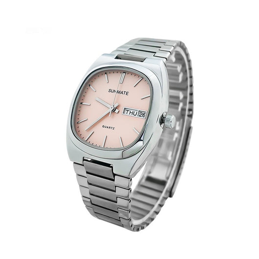 Reloj de Cuarzo Elegante Acero Inoxidable Correa Blanca Diseño Cuadrado - Image 3